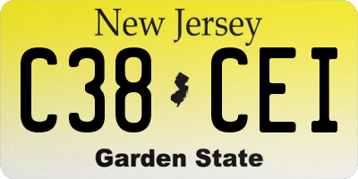 NJ license plate C38CEI