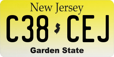NJ license plate C38CEJ
