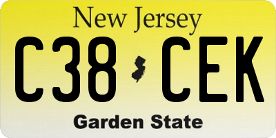 NJ license plate C38CEK