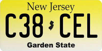 NJ license plate C38CEL
