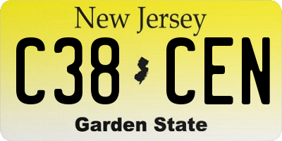 NJ license plate C38CEN
