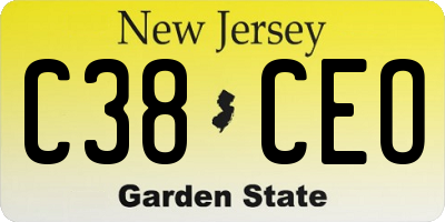 NJ license plate C38CEO