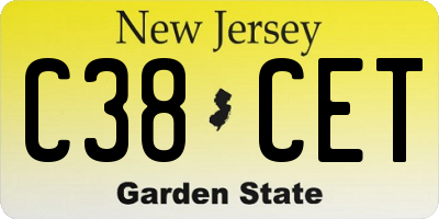 NJ license plate C38CET