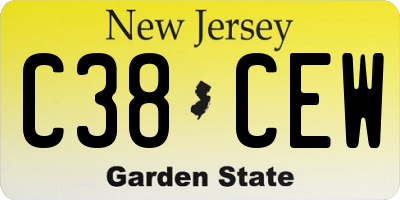 NJ license plate C38CEW