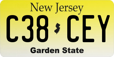 NJ license plate C38CEY