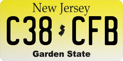 NJ license plate C38CFB