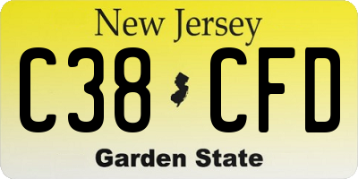 NJ license plate C38CFD