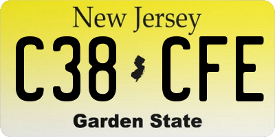 NJ license plate C38CFE