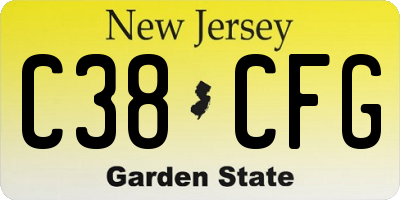 NJ license plate C38CFG