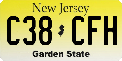 NJ license plate C38CFH