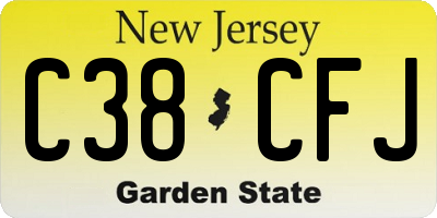 NJ license plate C38CFJ
