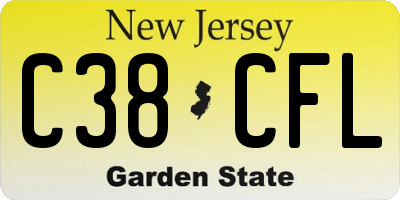 NJ license plate C38CFL