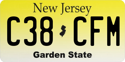 NJ license plate C38CFM