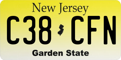 NJ license plate C38CFN