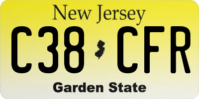 NJ license plate C38CFR