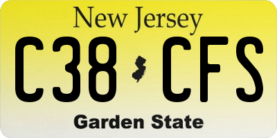 NJ license plate C38CFS