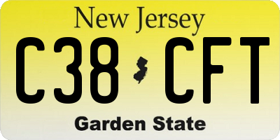 NJ license plate C38CFT