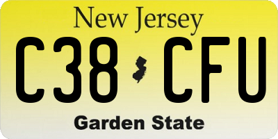 NJ license plate C38CFU