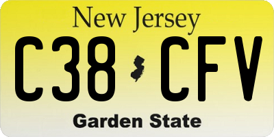 NJ license plate C38CFV