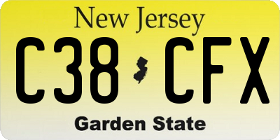 NJ license plate C38CFX