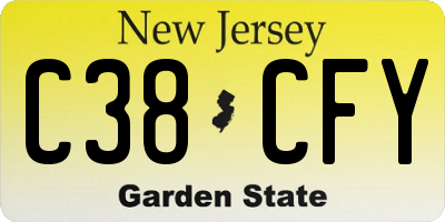 NJ license plate C38CFY