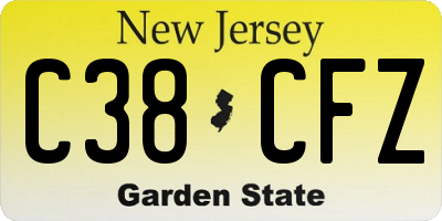 NJ license plate C38CFZ