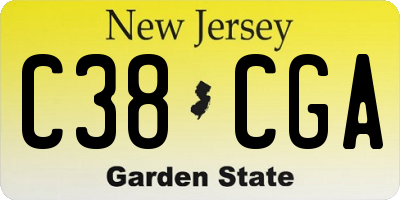 NJ license plate C38CGA