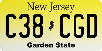 NJ license plate C38CGD