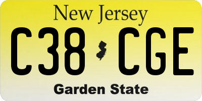 NJ license plate C38CGE