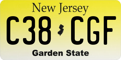 NJ license plate C38CGF