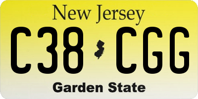 NJ license plate C38CGG