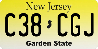 NJ license plate C38CGJ
