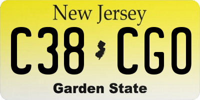 NJ license plate C38CGO