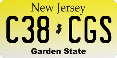 NJ license plate C38CGS