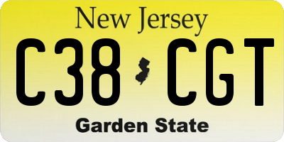 NJ license plate C38CGT