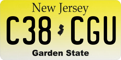 NJ license plate C38CGU