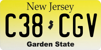 NJ license plate C38CGV