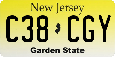 NJ license plate C38CGY