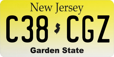 NJ license plate C38CGZ