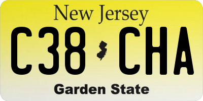 NJ license plate C38CHA