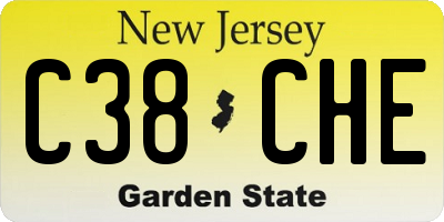 NJ license plate C38CHE