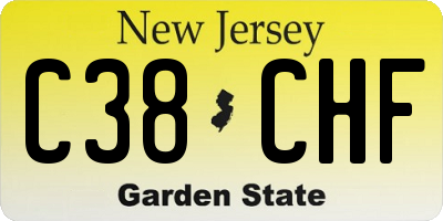 NJ license plate C38CHF