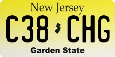 NJ license plate C38CHG