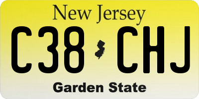 NJ license plate C38CHJ