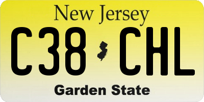 NJ license plate C38CHL