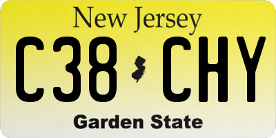 NJ license plate C38CHY