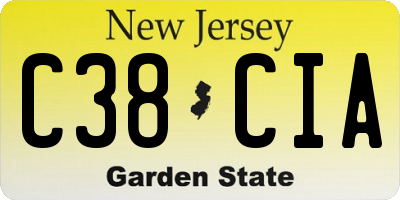 NJ license plate C38CIA