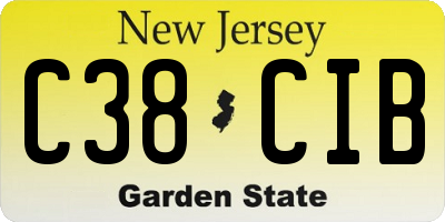 NJ license plate C38CIB
