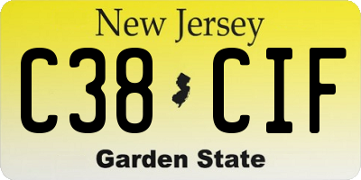 NJ license plate C38CIF