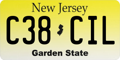 NJ license plate C38CIL